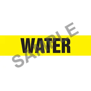 Water Pipe Marker - ASME/ANSI - Self-Stick, Vinyl, 4" x 24", Yellow Main Image