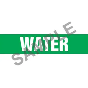 Water Pipe Marker - ASME/ANSI - Self-Stick, Vinyl, 2.5" x 12", Green Main Image
