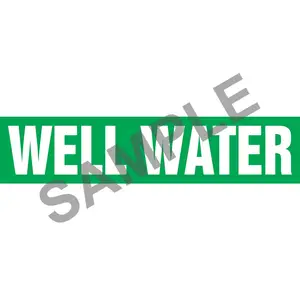 Well Water Pipe Marker - ASME/ANSI - Self-Stick, Vinyl, 2.5" x 12", Green Main Image