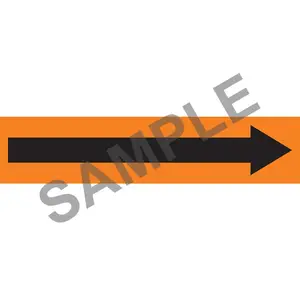 Wordless Pipe Marker - Long Arrow - ASME/ANSI - Self-Stick, Vinyl, 1" x 8", Orange Main Image