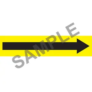 Wordless Pipe Marker - Long Arrow - ASME/ANSI - Self-Stick, Vinyl, 4" x 24", Yellow Main Image