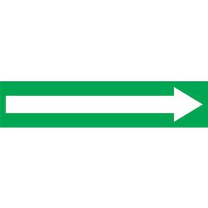 Wordless Pipe Marker - Long Arrow - ASME/ANSI - Self-Stick, Vinyl, 1" x 8", Green Main Image