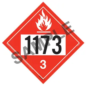 1173 Placard - Class 3 Flammable Liquid - 4 mil Vinyl, Permanent Adhesive Main Image