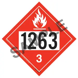 1263 Placard - Class 3 Flammable Liquid - 20 mil Polystyrene, Laminated Main Image