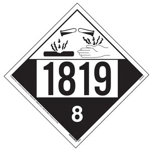 1819 Placard - Class 8 Corrosive - 4 mil Vinyl, Permanent Adhesive Main Image
