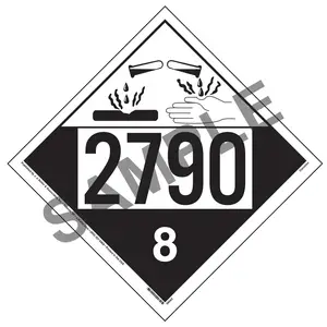 2790 Placard - Class 8 Corrosive - 4 mil Vinyl, Permanent Adhesive Main Image