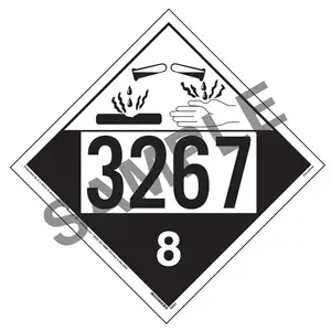 3267 Placard - Class 8 Corrosive - 4 mil Vinyl, Permanent Adhesive Main Image