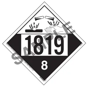 1819 Placard - Class 8 Corrosive - 4 mil Vinyl, Removable Adhesive Main Image