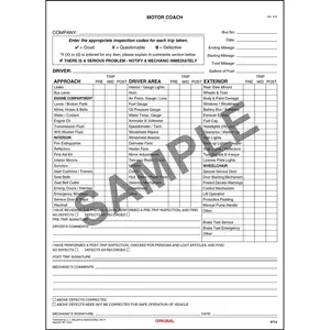 New York Motor Coach Driver's DVIR, Large Book Format - Stock, Book Format, Carbonless, 2-Ply, 8-1/2" W x 11" L Main Image