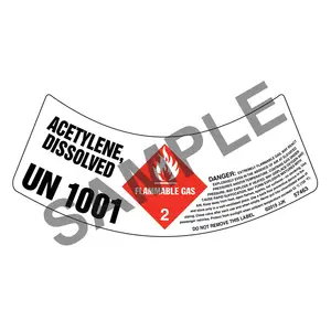 Gas Cylinder Shoulder Labels - Flammable Gas Acetylene Dissolved 1001 Main Image