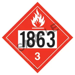 1863 Placard - Class 3 Flammable Liquid - 20 mil Polystyrene, Unlaminated Main Image