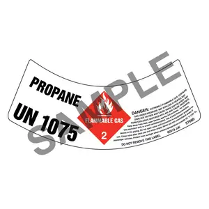 Gas Cylinder Shoulder Labels - Flammable Gas Propane 1075 Main Image
