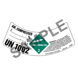 Gas Cylinder Shoulder Labels - Non-Flammable Gas Air Compressed 1002 Main Image