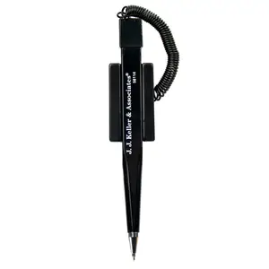 Black Ball Point Pen with Coil Cord and Base - 10 per pack Main Image