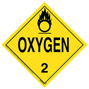 Division 2.2 Oxygen Placard - Worded