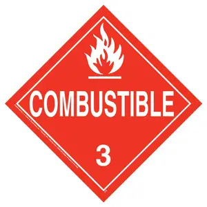 Class 3 Shell Class 3 Combustible Placard - Worded - 4 mil Vinyl, Permanent Adhesive