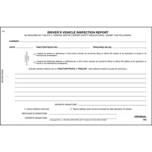 Simplified Driver's Vehicle Inspection Report - Stock, Book Format, 2-Ply, Carbon Interleaf, 5-1/2" W x 8-1/2" L Main Image