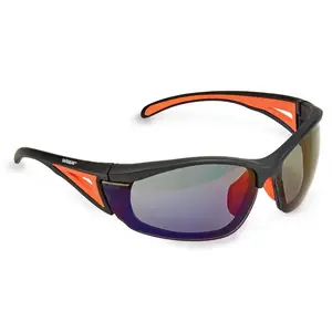 J. J. Keller® SAFEGEAR® Safety Glasses - Black and Orange Frame, Black Mirror Indoor/Outdoor Lens Main Image