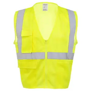 J. J. Keller® SAFEGEAR® Safety Vest Type R Class 2 - Zipper Closure with Vertical Reflective Tape - S/M, Lime Green Main Image