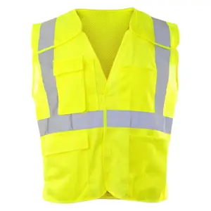 J. J. Keller® SAFEGEAR® Safety Vest Type R Class 2 - Hook & Loop 5-Point Breakaway Closure, Vertical Tape - S/M, Lime Green Main Image