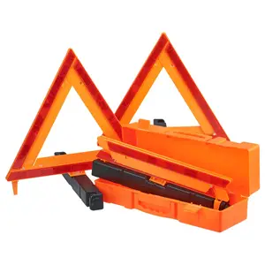 Emergency Warning Triangle Kit - Fluorescent Triangles, Includes 3 Triangles Main Image
