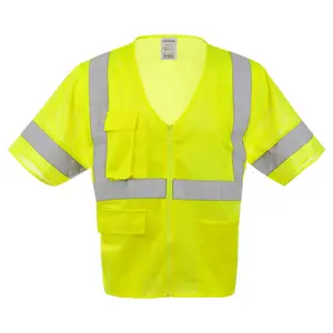 J. J. Keller® SAFEGEAR® Safety Vest Type R Class 3 - Zipper Closure - S/M, Lime Green Main Image