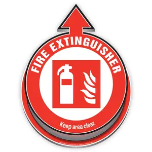 Fire Extinguisher Located Here: Keep Area Clear 3D Floor Decal Main Image