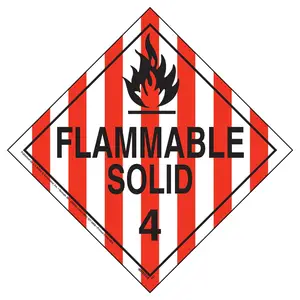 Division 4.1 Flammable Solid Placard - Worded - 4 mil Vinyl, Removable Adhesive Main Image