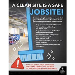 A Clean Site Is A Safe Site - Construction Safety Poster