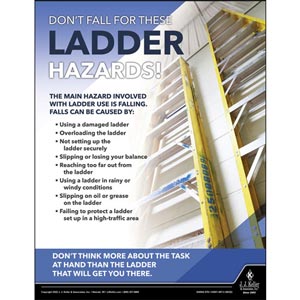 Don't Fall For These Ladder Hazards - Construction Safety Poster