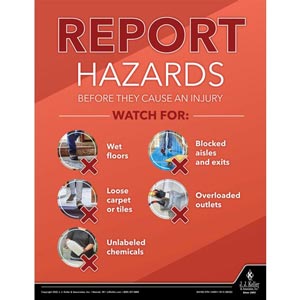 Report Hazards Before They Cause An Injury - Workplace Safety Training Poster