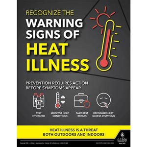 Recognize the Warning Signs of Heat Illness - Workplace Safety Training Poster