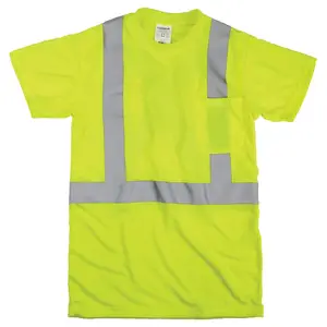 J. J. Keller® SAFEGEAR® Hi-Vis T-Shirt With Pocket, Type R Class 2 and CSA Z96-15 - Medium, Lime Green Main Image