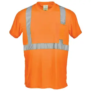 J. J. Keller® SAFEGEAR® Hi-Vis T-Shirt With Pocket, Type R Class 2 and CSA Z96-15 - Large, Orange Main Image