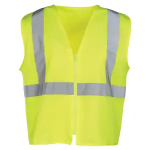 J. J. Keller® SAFEGEAR® Hi-Vis Type R Class 2 Reversible Safety Vest - Zip Close, Vertical Reflective Tape - S/M, Lime Green Main Image