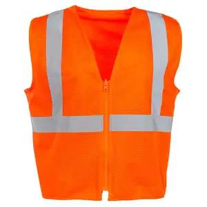 J. J. Keller® SAFEGEAR® Hi-Vis Type R Class 2 Reversible Safety Vest - Zip Close, Vertical Reflective Tape - L/XL, Orange Main Image