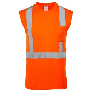 J. J. Keller® SAFEGEAR® Hi-Vis Sleeveless T-Shirt With Pocket, Type R Class 2 - X-Large, Orange Main Image