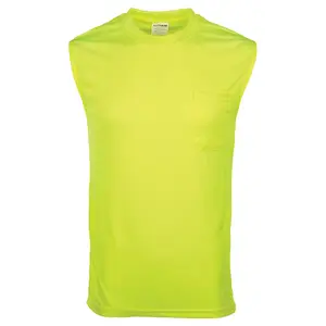 J. J. Keller® SAFEGEAR® Hi-Vis Non-Certified Sleeveless T-Shirt With Pocket - Small, Lime Green Main Image