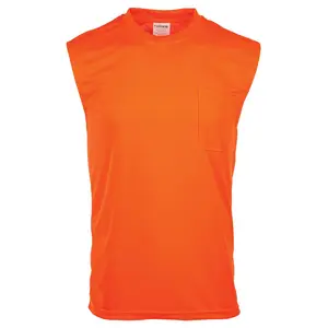 J. J. Keller® SAFEGEAR® Hi-Vis Non-Certified Sleeveless T-Shirt With Pocket - XL Orange T-Shirt Main Image