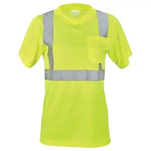 J. J. Keller® SAFEGEAR® Women’s Fit Hi-Vis Type R Class 2 T-Shirt with Pocket - Large, Lime Green Main Image