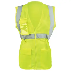 J. J. Keller® SAFEGEAR® Women’s Fit Hi-Vis Type R Class 2 Safety Vest - Zip Close, Vertical Reflective Tape - Small, Lime Main Image