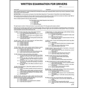 Driver S Written Examination Answer Sheet