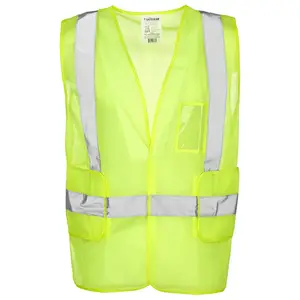 J. J. Keller® SAFEGEAR® Universal Sized Hook & Loop Safety Vest - Lime Green, One Size Main Image