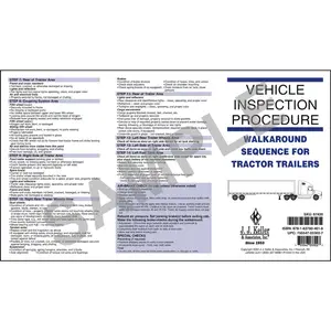 Vehicle Inspection Procedure Pocket Chart - Tractor Semi-Trailers, 3.5” W x 6” H Main Image