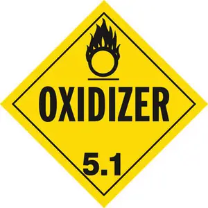 Division 5.1 Oxidizer Placard - Worded - 4 mil Vinyl, Removable Adhesive Main Image