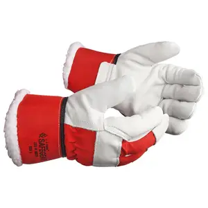 J. J. Keller® SAFEGEAR® Red Cowhide Leather Twill Rigger Sherpa Lined Gloves - Medium, 1 Pair Main Image