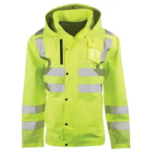 J. J. Keller® SAFEGEAR® Women’s Fit Hi-Vis Type R Class 3 Lime Green and Non-Certified Rain Jackets - 5XL Large, Lime Green Main Image