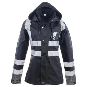 J. J. Keller® SAFEGEAR® Women’s Fit Hi-Vis Type R Class 3 Lime Green and Non-Certified Black Rain Jackets - Large, Black Main Image