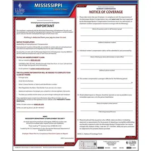 Mississippi & Federal Labor Law Posters - State Only Poster, English Main Image