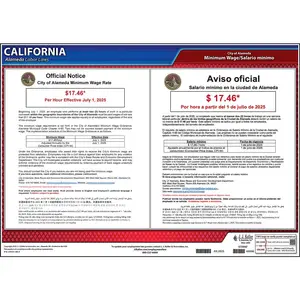California / Alameda Minimum Wage Poster - Polypropylene Main Image